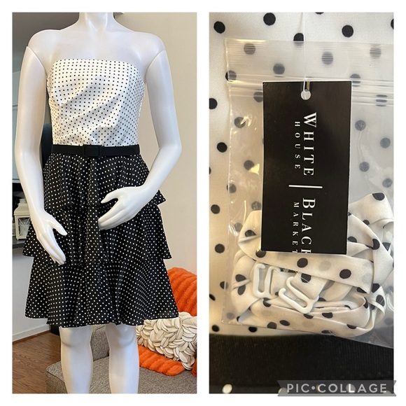 ❣️🆕WHBM Polka Dot Tiered Strapless Cocktail Dress❣️ - Picture 1 of 11